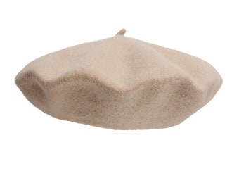 LIGHT BEIGE BARET mit cabillou 100% Wolle im französischen Stil