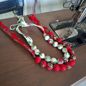 Folk necklace in scarf corals handmade chaplet 5 colors