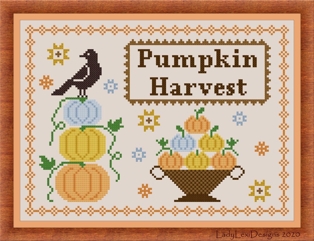 Pumpkin Harvest Cross Stitch Chart, Pumpkin Cross Stitch Pattern PDF ...