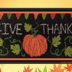 Give Thanks Punch Needle Pattern, Autumn Punchneedle Pattern, Pumpkin Needle Punch Embroidery Pattern, PDF, Fall Embroidery, Primitive Décor