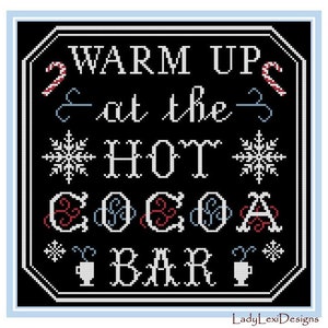 Hot Cocoa Bar Cross Stitch Pattern, Winter Cross Stitch, Christmas Cross Stitch, Cross Stitch Sampler, Chalkboard Cross Stitch, ePattern