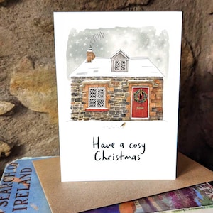 Een gezellige kerst! Cottage-kerstkaart