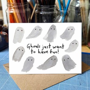 Ghouls wollen doch nur Spass haben! Geist-Halloween-Gruß-Karte
