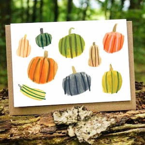 Récolte de citrouilles - Carte de voeux d'automne