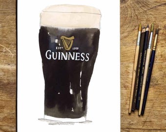 Pinte de Guinness illustrée - Options d'impression A5 et A4