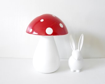 Trippy Toadstool - Wooden Mushroom - White stem / Red with White dots