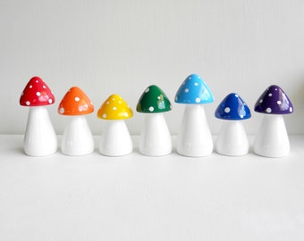 Rainbow mushrooms - set of 7 mushrooms