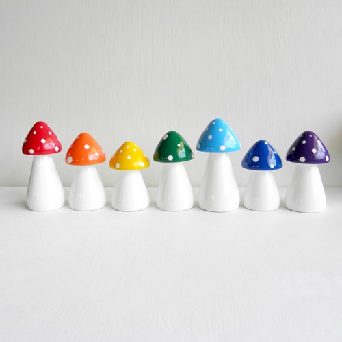 Rainbow mushrooms - set of 7 mushrooms