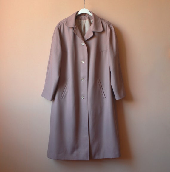 80s pastel pink beige trench coat / vintage mauve… - image 10