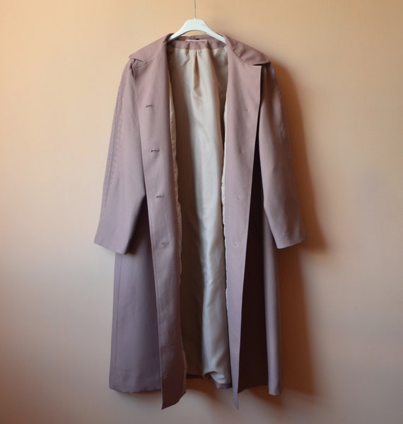 80s pastel pink beige trench coat / vintage mauve… - image 6