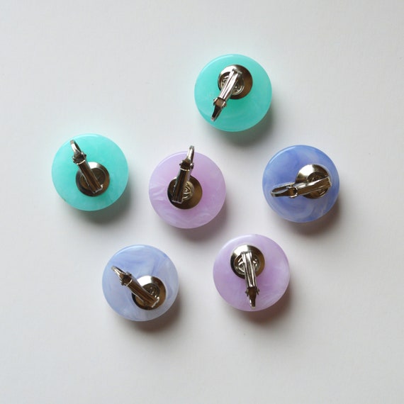 70s three pairs of pastel color clip on earring /… - image 8