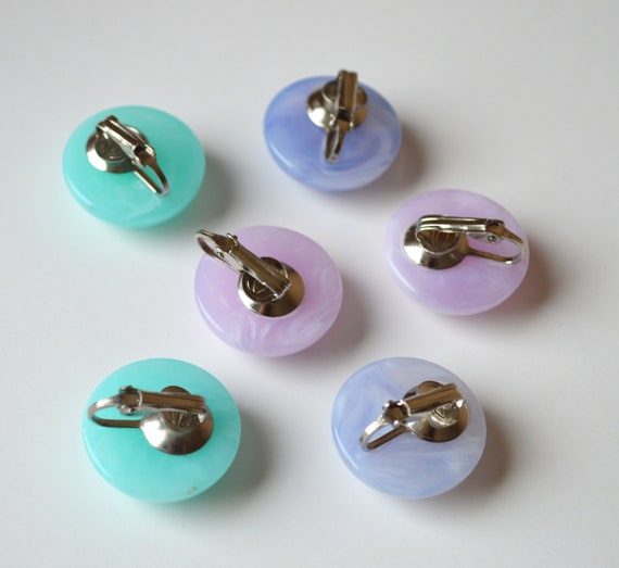 70s three pairs of pastel color clip on earring /… - image 6