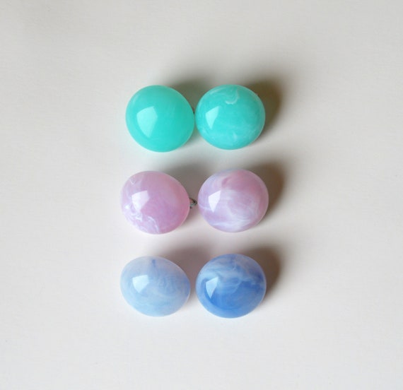 70s three pairs of pastel color clip on earring /… - image 5