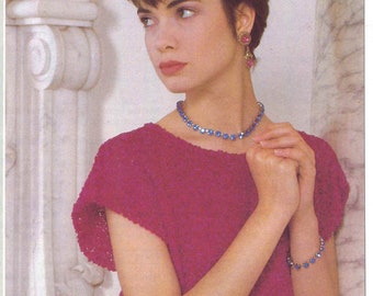 1980'S Vintage Knitting pattern scoop neck sleeveless summer evening top sweater PDF Download pattern only