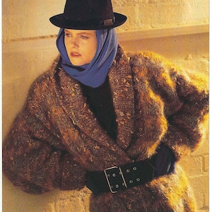 1980&#39;S Vintage Knitting pattern stylist cozy jacket with shawl collar PDF Download pattern only