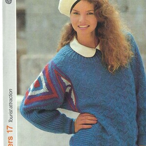 1980&#39;S Vintage Knitting pattern textured design with shoulder detail sweater jumper PDF Download pattern only
