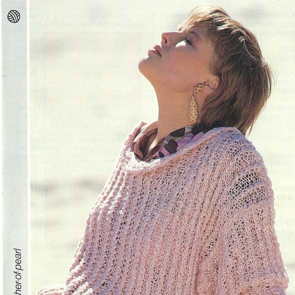 1980'S Vintage Knitting pattern pretty twisted rib and lace look summer sweater top PDF Download pattern only