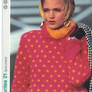 1980&#39;S Vintage Knitting pattern polka dot sweater jumper with unusual cuffs PDF Download pattern only