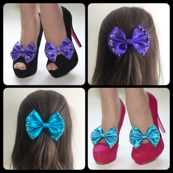 Pair of hair or shoe Bow bands for High Heel Shoes (Bows Only) Burlesque Rockabilly Harajuku style.
