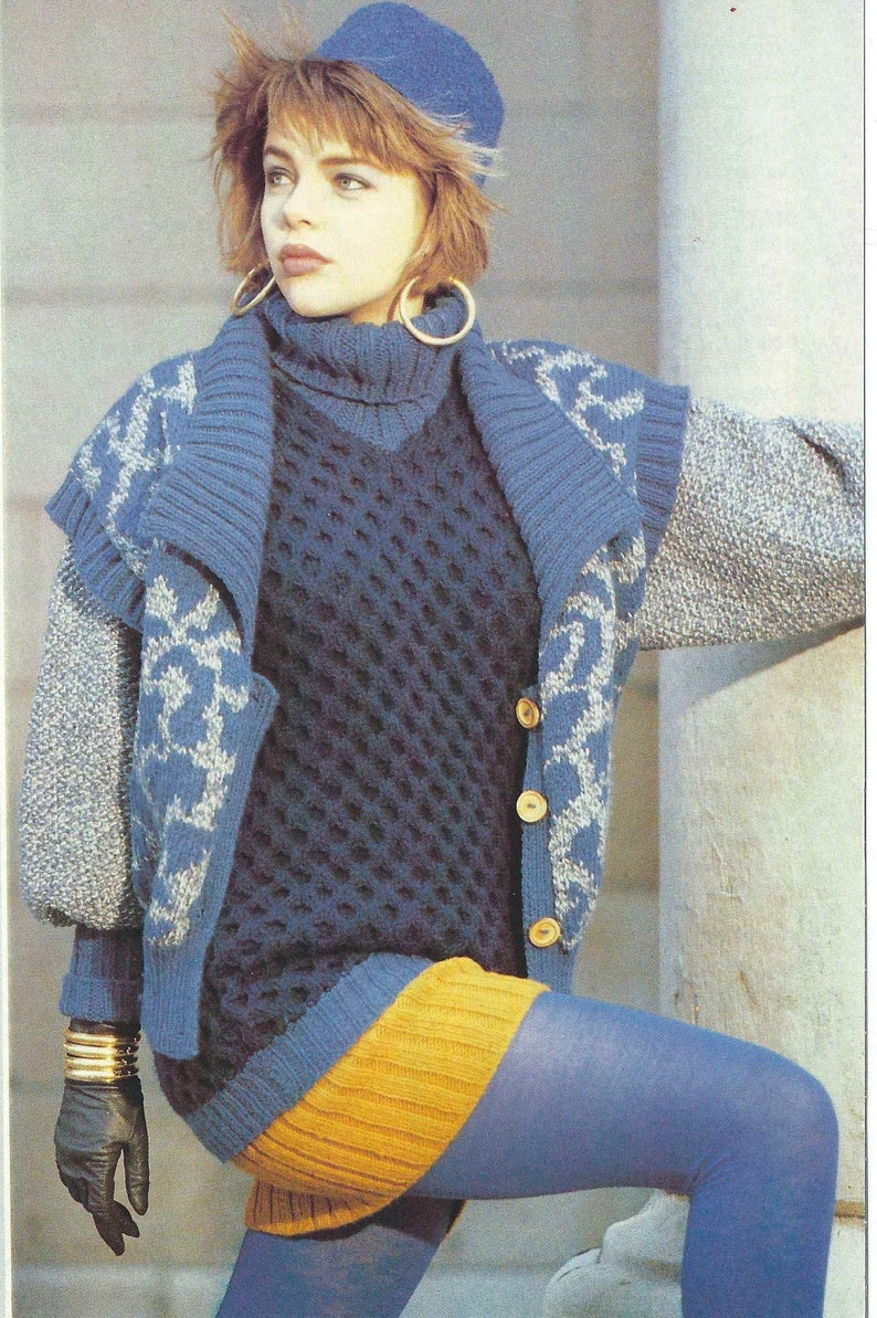 1980/'S Vintage Knitting pattern cute leopard waistcoat with collar design PDF Download pattern only