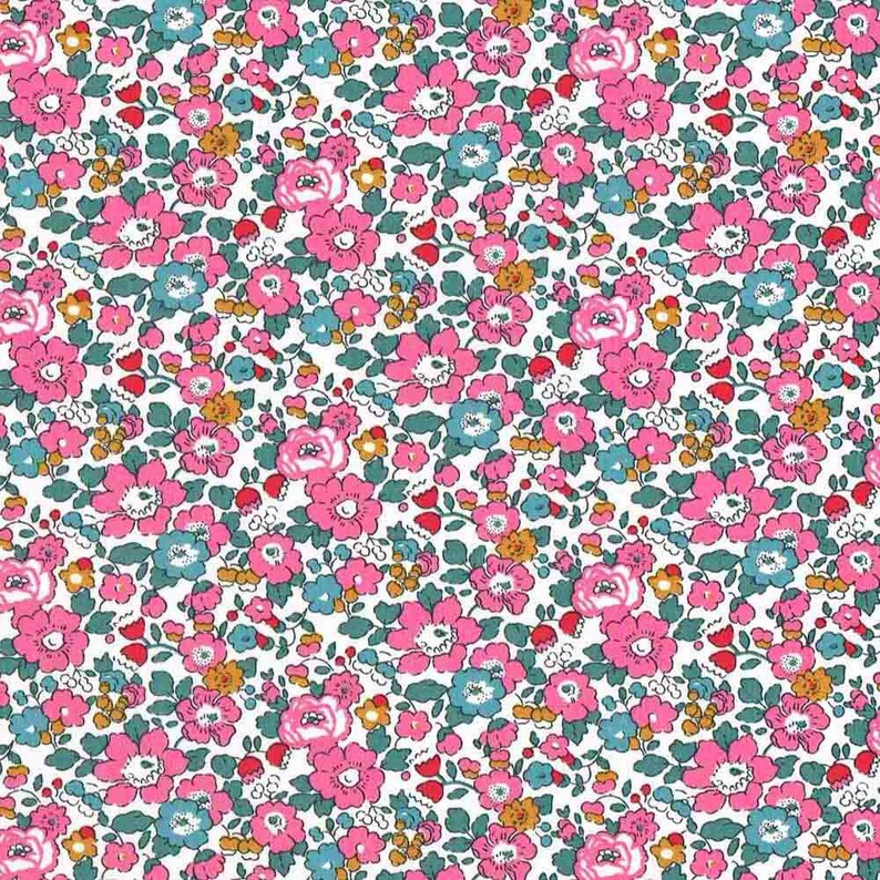 Liberty Fabric, Betsy Ann 03638020 E, Tana Lawn Fabric in Pink Floral ...