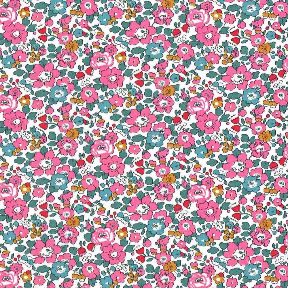 Liberty Fabric, Betsy Ann 03638020 E, Tana Lawn Fabric in Pink Floral ...