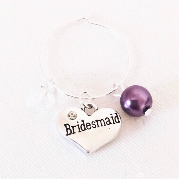 Wedding Wine Charm, Personalised Wine Charm, Bridal Party Gifts, Glass Charm, Wedding Favors