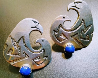 Richard Tsosie Navajo Sterling Silver Eagle Earrings