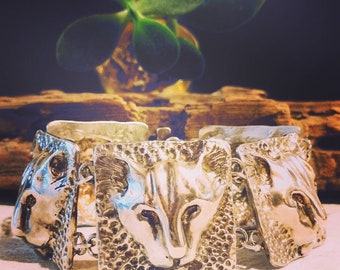 SOLID Sterling Silver LION PANTHER Sleek 3D Modernist Bracelet