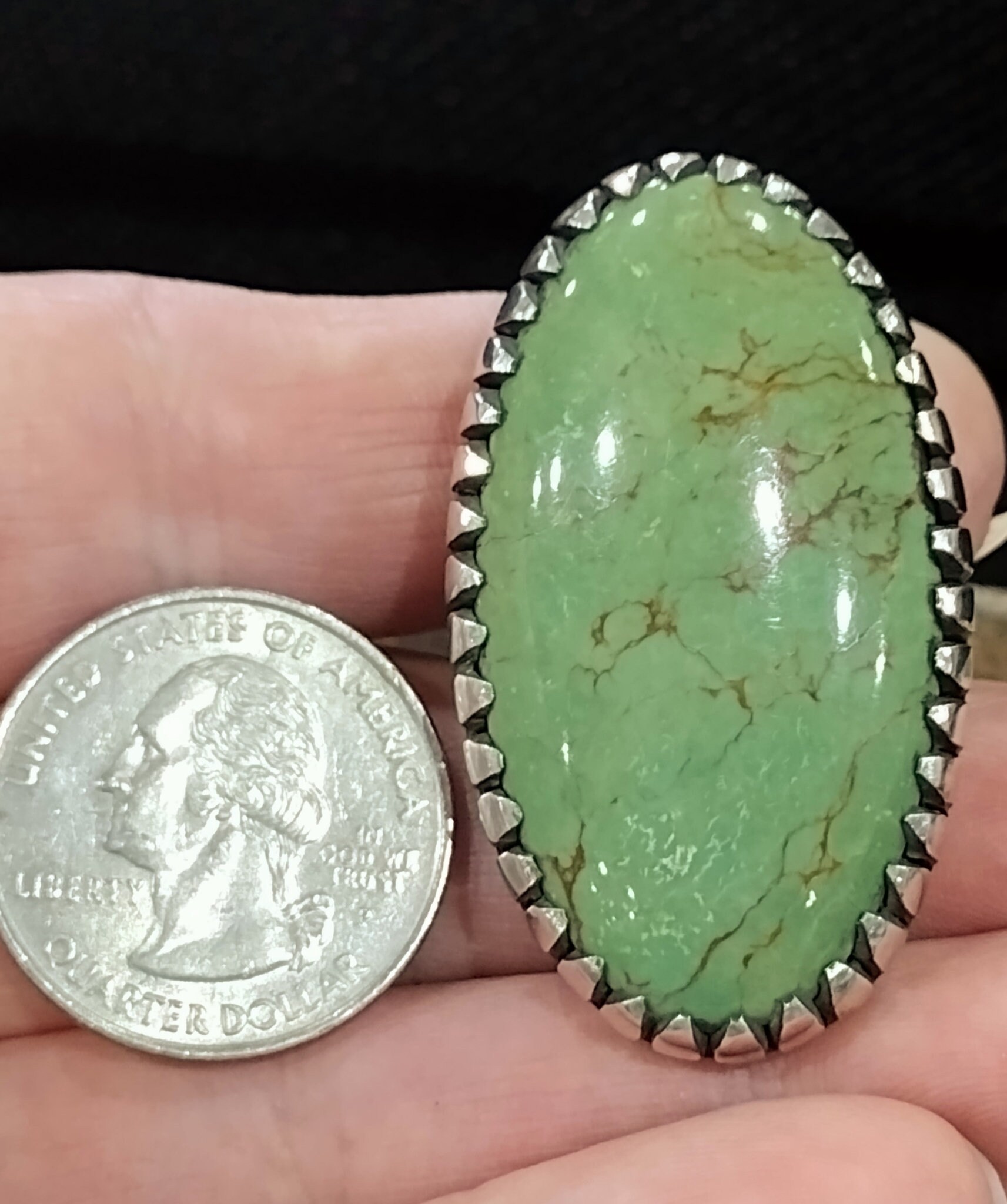 Albert J Platero Navajo HUGE Turquoise Sterling Silver Ring size 8