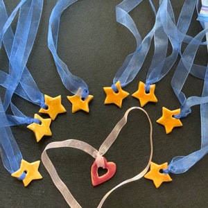 Pottery Star Ribbon Necklace
