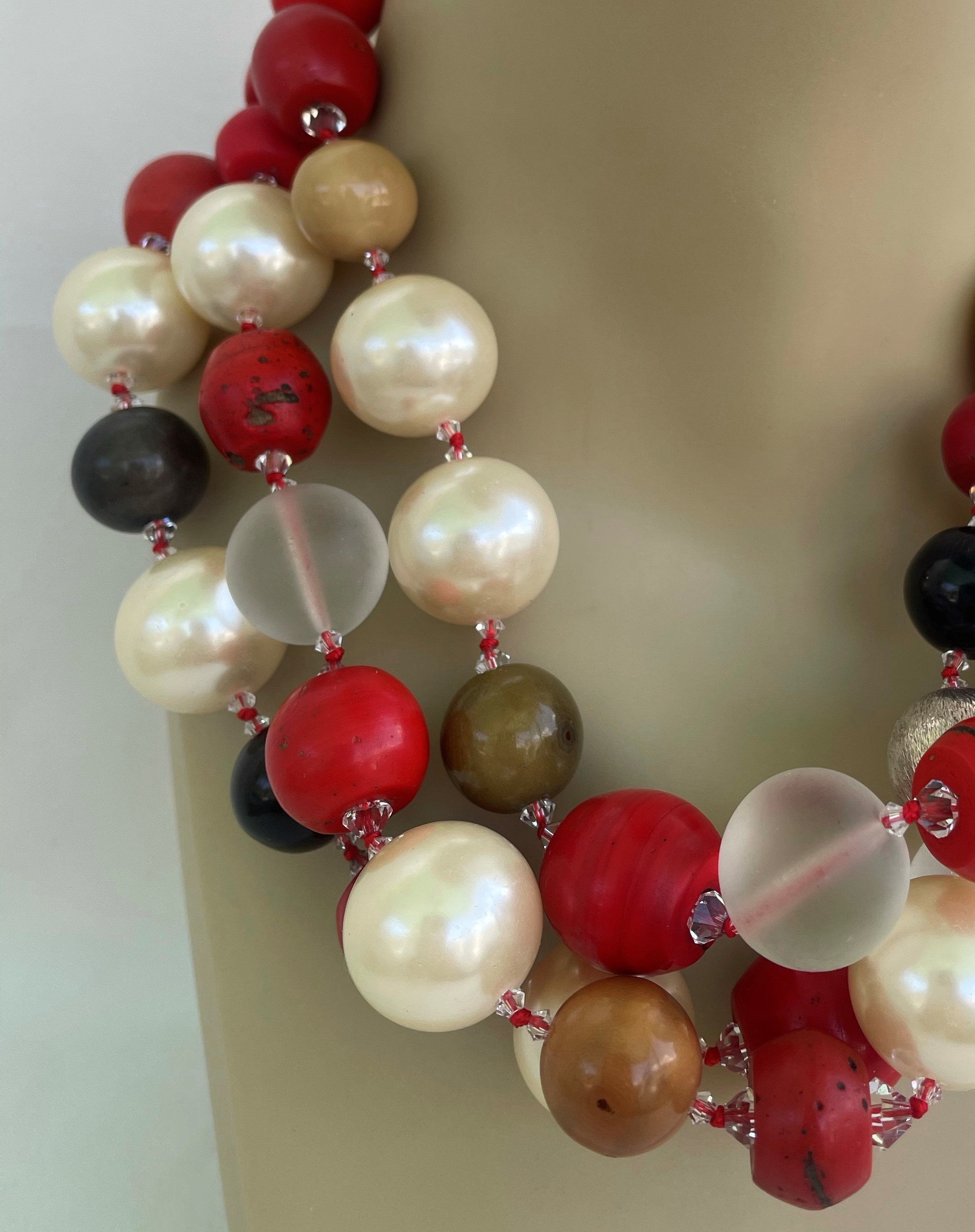 Necklace Pearl Angoori Red