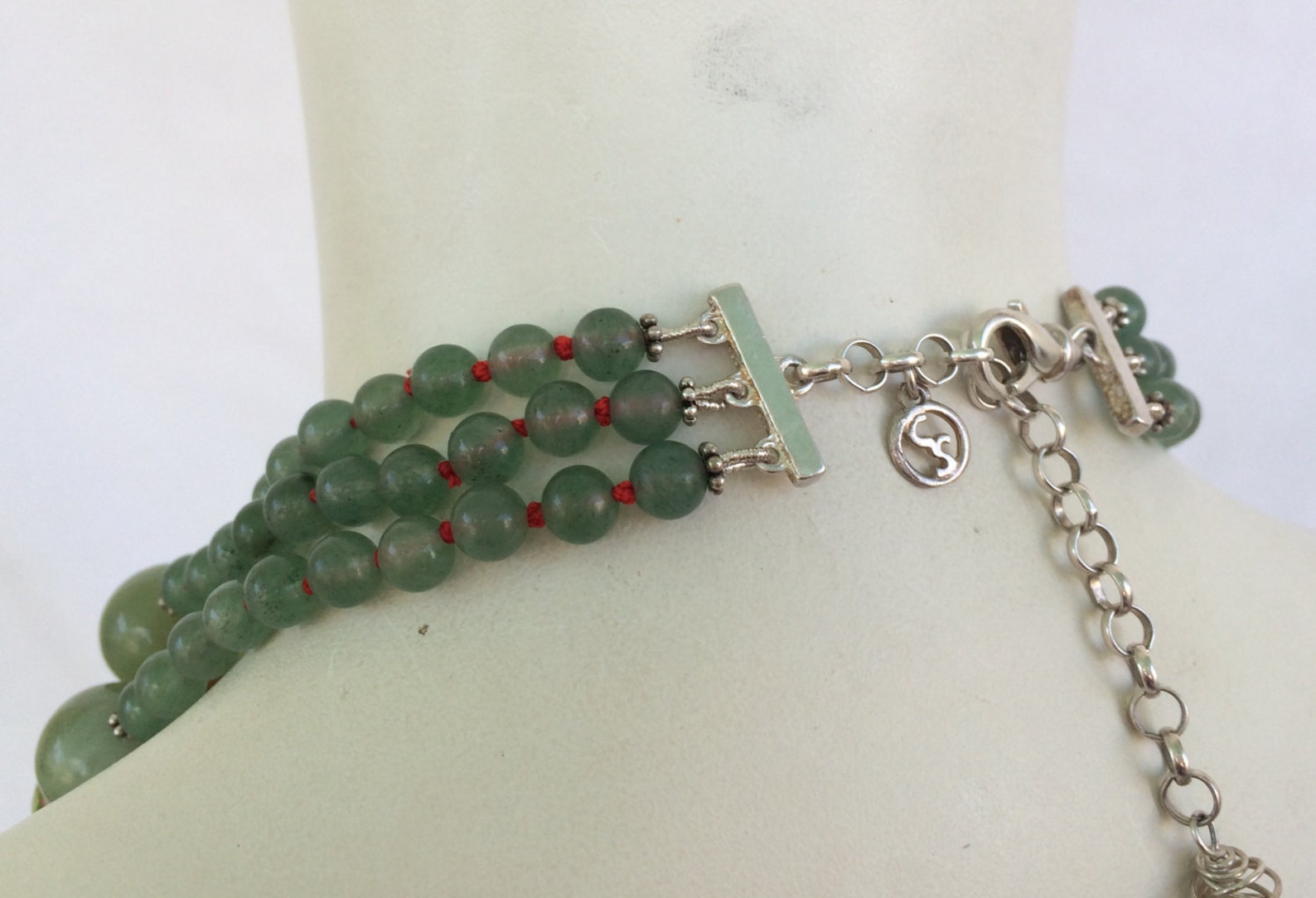 Pink Green Jade Necklace Handknotted in Silk Thread Triple Etsy UK