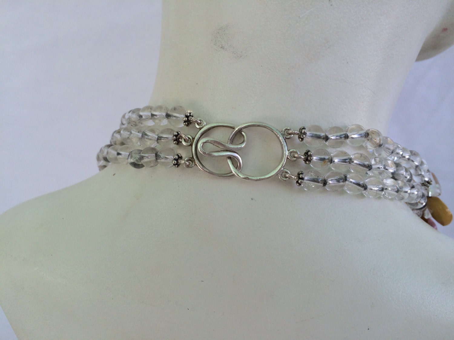 Handmade Mookaite Necklace, Triple Strand of Hand Knotted, Rock Crystal ...