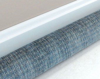 Extra Long Draft Stopper - 28" to 46" Door Snake - UPHOLSTERY FABRIC  - Door Draft Blocker - Blue Tweed - Door Draft Stopper - Long Length