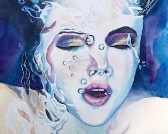 Pisces Horoscope, Giclee Print, Zodiac Art, Mermaid, Christmas Gift