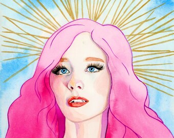 Virgo Watercolor Giclee Print, Horoscope Art, Zodiac Art, Christmas Gift