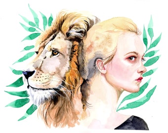 Leo Horoscope Painting, Giclee Print