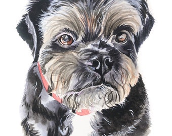 5x7 SINGLE PET PORTRAIT, Hand painted from photo, Commemorative portrait, rainbow bridge, mans best friend