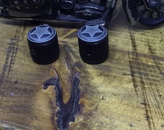 Silver star with black knurled sides. Guitar knobs please read full description.