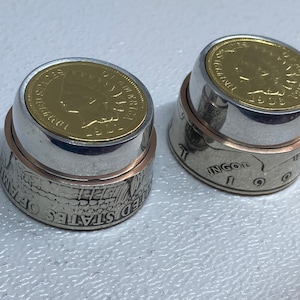 Set of two 24 K gold plated Indian head penny and Kennedy half dollars.