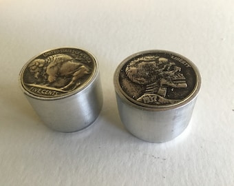 Buffalo nickel and skull guitar knob. Please read full description.