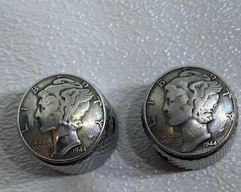 Mercury dime knobs with knurled sides. Read full description.