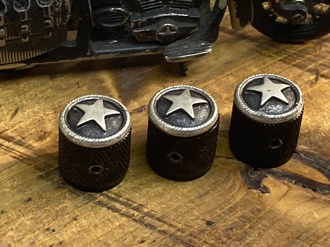 Three Black Knurled Star Guitar Knobs. Etsy