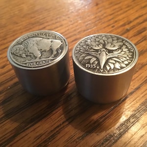 Eagle and buffalo nickel guitar knobs.