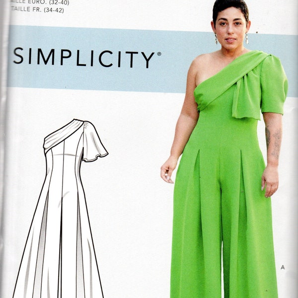 Simplicity Mimi G Style Pattern 9142 ONE SHOULDER Draped JUMPSUIT Misses Sizes 16 18 20 22 24