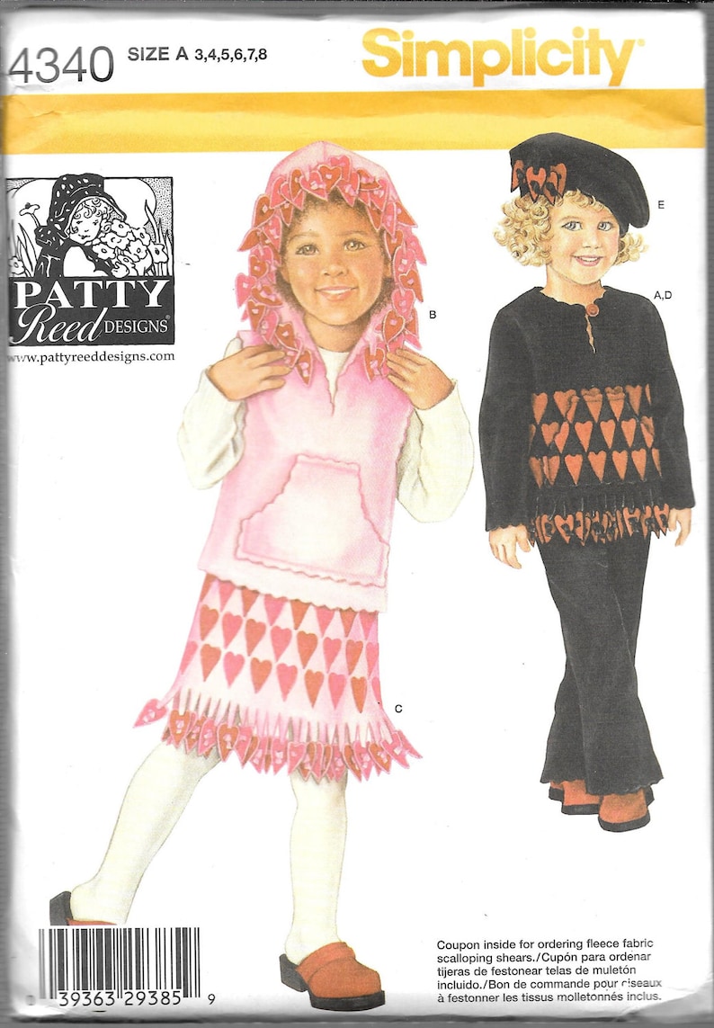 Simplicity Patty Reed Design Pattern 4340 Fleece Top or VEST Skirt ...