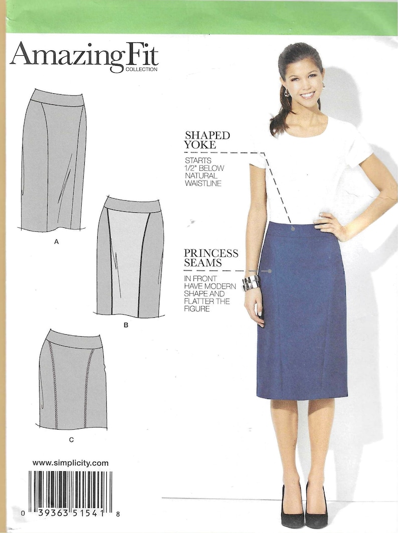 Simplicity Amazing Fit Pattern 1541 SKIRTS with Individual Pattern Pieces for SLIM Average or CURVY Fit Misses Sizes 8 10 12 14 16 image 1