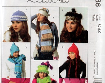 McCall's Fashion Accessories Pattern 4986 Misses HATS MITTENS SCARVES & Handbags