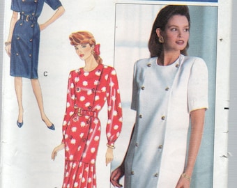 Vintage 1989 Easy Butterick Pattern 3802 PLEATED FLOUNCED DRESSES Misses Size 12